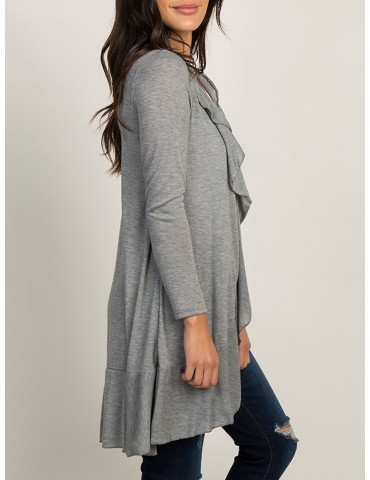 Asymmetrical Hem Solid Color Loose Cardigan