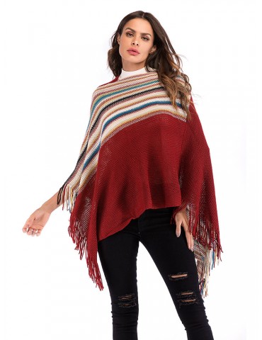 Stripes Irregular Tassel Knit Cardigans for Women