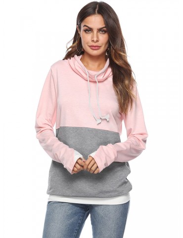 Casual Patchwork Long Sleeve Hooded Hoodies