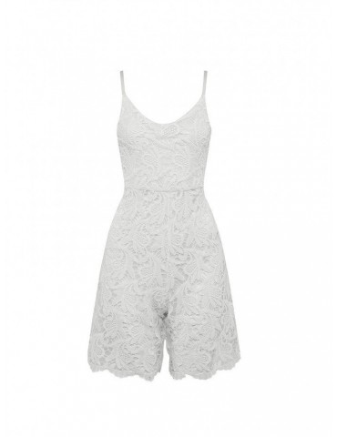 Women White Sling Lace Cami Rompers